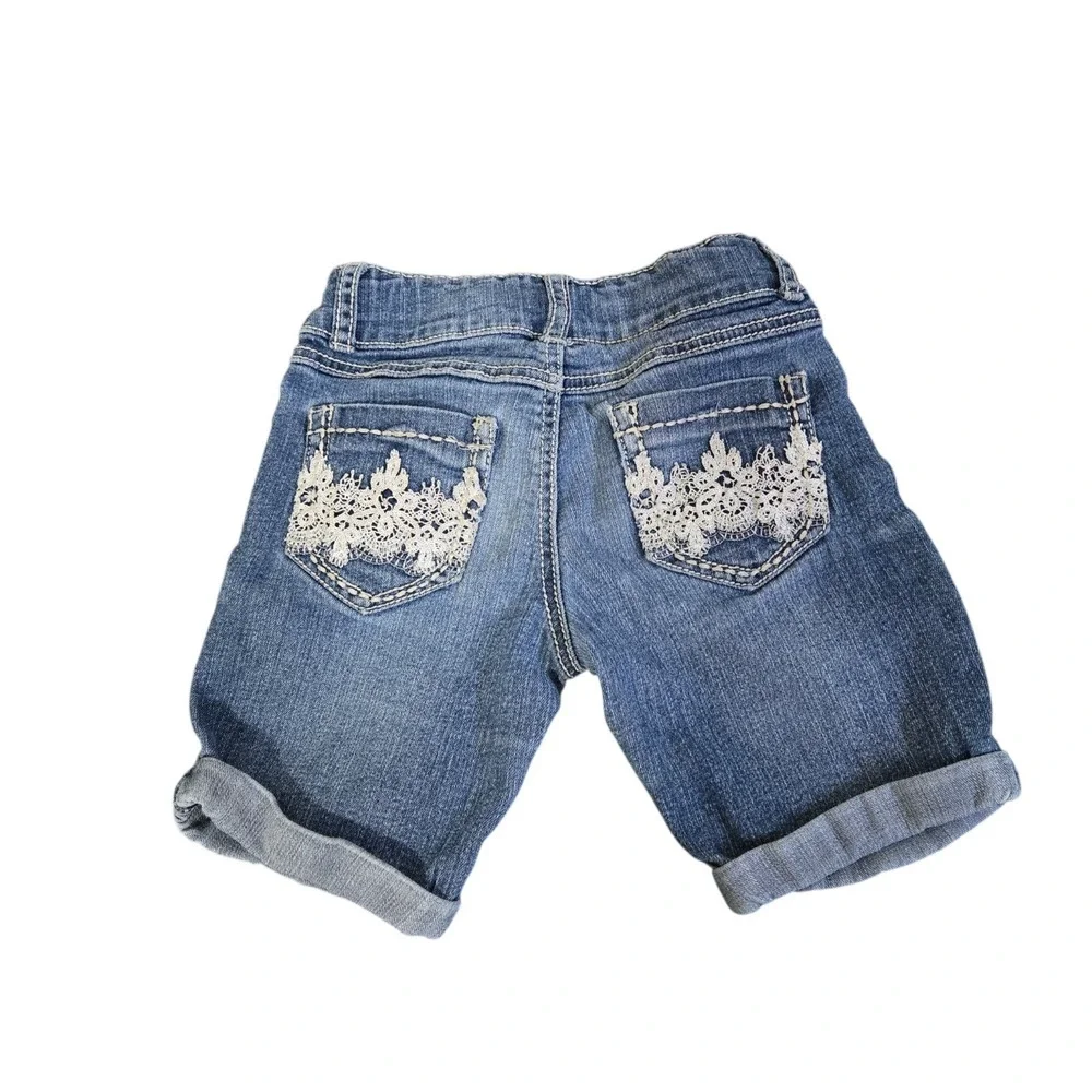 Lot 2 Girls Jean Shorts SZ 8 Old Navy Stone Was Imperial Star Dark Wash